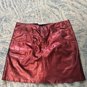 Sandro paris metallic leather zip front mini skirt 3